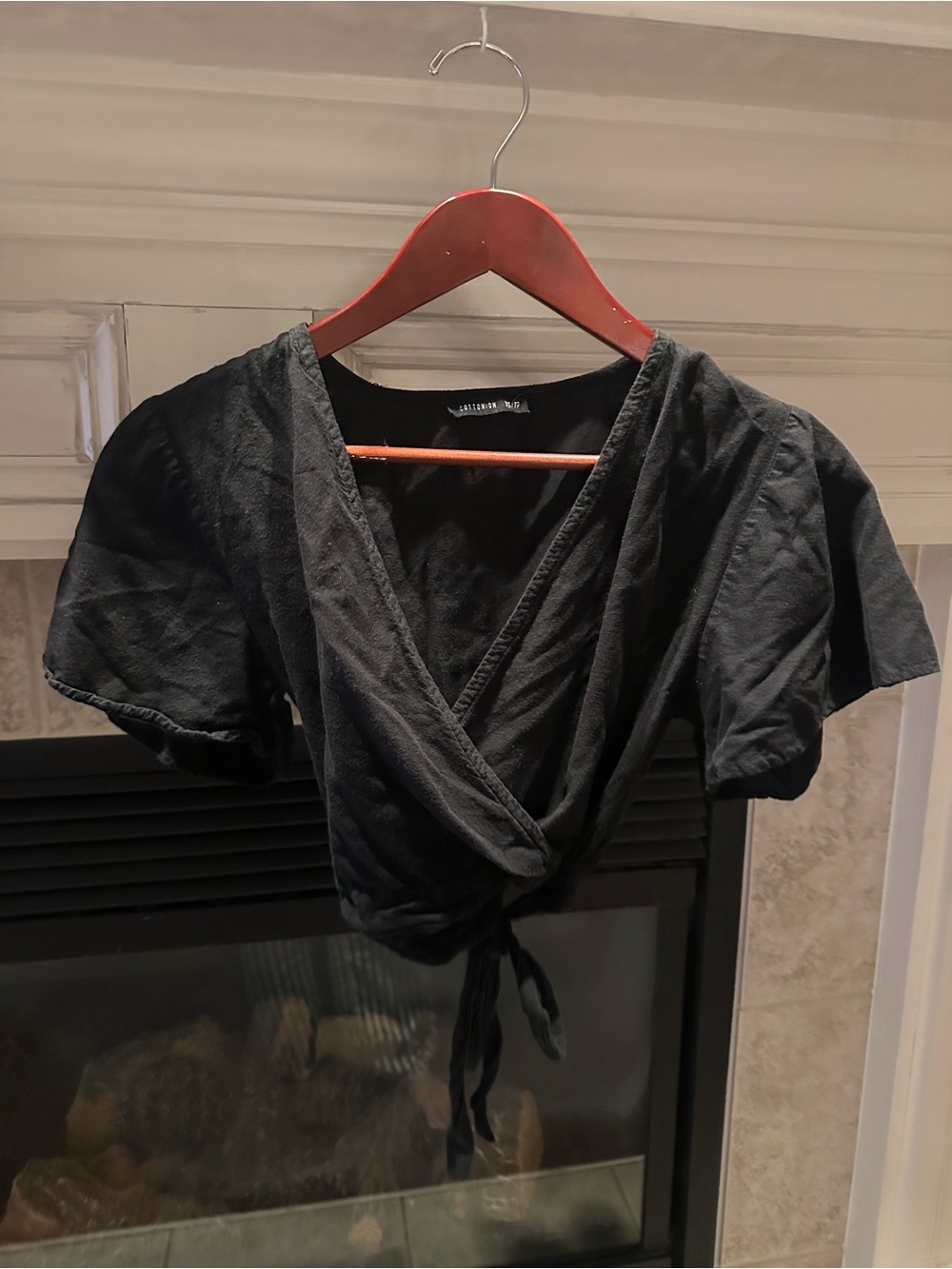Black Wrap Crop Top - Boho Tie Detail by Cotton On